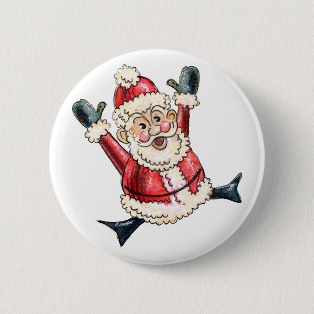 Spirited "Hooray Santa!" Button (Front)