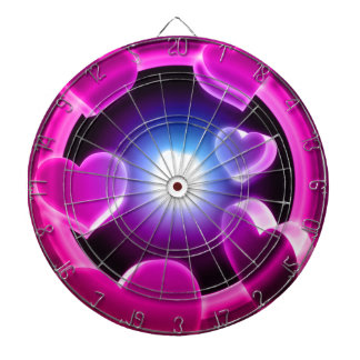 Spirited Hot Pink Glow Hearts Dartboard