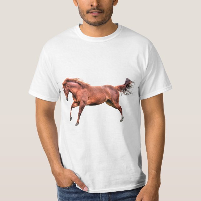 Spirited Red Dun Horse Running Cantering Playing T-Shirt (Front)
