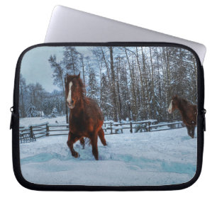 Spirited Sorrel Horse in Snow for Horse-lovers II Laptop Sleeve