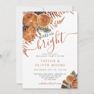 Spirits Are Bright Citrus Pine Holiday Party Invitation