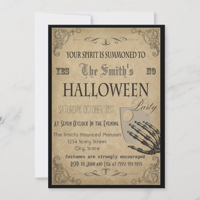 Spirits Halloween Party Invitation (Front)