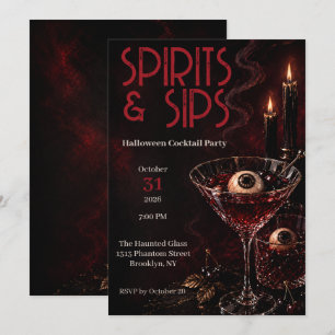 Spirits & Sips Adult Halloween Cocktail Party Invitation