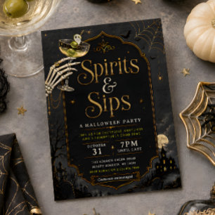 Spirits & Sips Gothic Halloween Cocktail Party Invitation