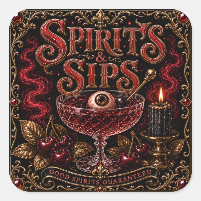 Spirits & Sips Halloween Cocktail Party Square Sticker (Front)