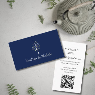 Spiritual Advisor Psychic Tree of Life Navy Blue   Business Card