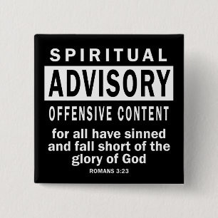 Spiritual Advisory Romans 3:23 Christian Quotes 15 Cm Square Badge