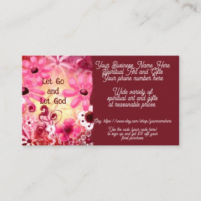 Spiritual Art & Gifts Sales Shop Sales Etsy Floral Business Card (Front)