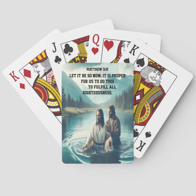 Spiritual Baptism Beneath Snowy Mountain Peaks Playing Cards (Back)
