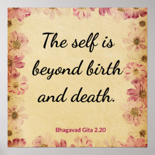 Spiritual Beige Pink Gita Self Beyond Birth Floral Poster