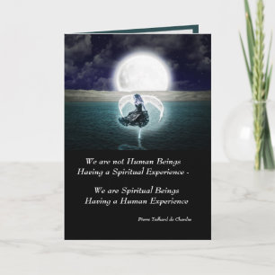 Spiritual Beings Quote with Angel and Full Moon Card