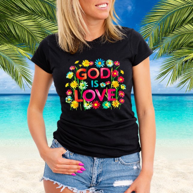 Spiritual Bible Quote God is Love Colourful flower Tri-Blend Shirt (Creator Uploaded)