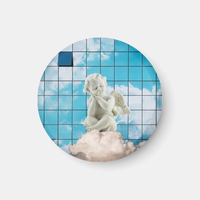 Spiritual Blue Angel Reflection Concept Modern Magnet (Front)