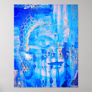 Spiritual Blue Buddha Abstract Artwork Poster