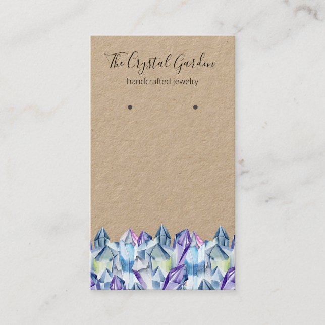 Spiritual Boho Amethyst Crystals Earring Jewellery Business Card (Front)