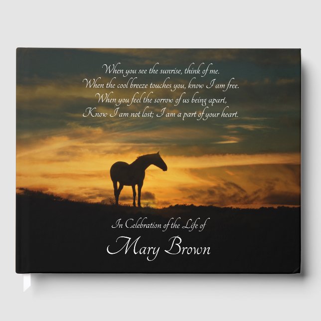 Spiritual Celebration of Life Horse and Sunset Gue Guest Book (Front)