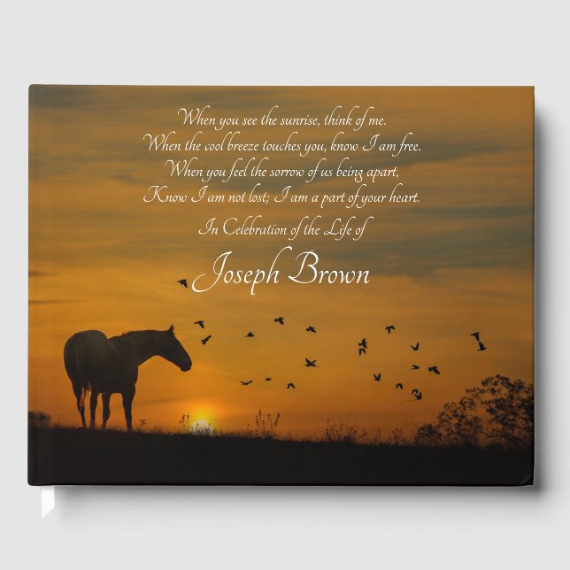 Spiritual Celebration of Life Horse Sunset Birds Guest Book (Front)