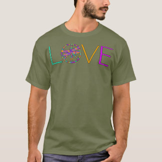 Spiritual Colourful Dragon Fly Peace Love Sign T-Shirt