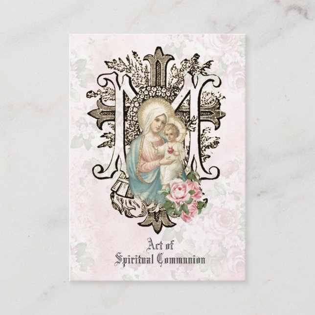 SPIRITUAL COMMUNION HOLY CARD CATHOLIC PRAYER (Front)