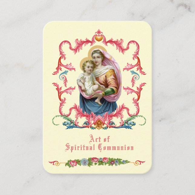 SPIRITUAL COMMUNION HOLY CARD CATHOLIC PRAYER (Front)