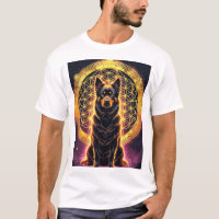 Spiritual Dog with Golden Mandala & Flower of Life
