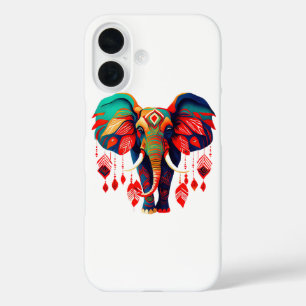 Spiritual Elephant with Red Feathers iPhone 16 Case