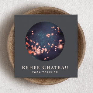 Spiritual Energy Healer Moon Stars Yoga Square Business Card