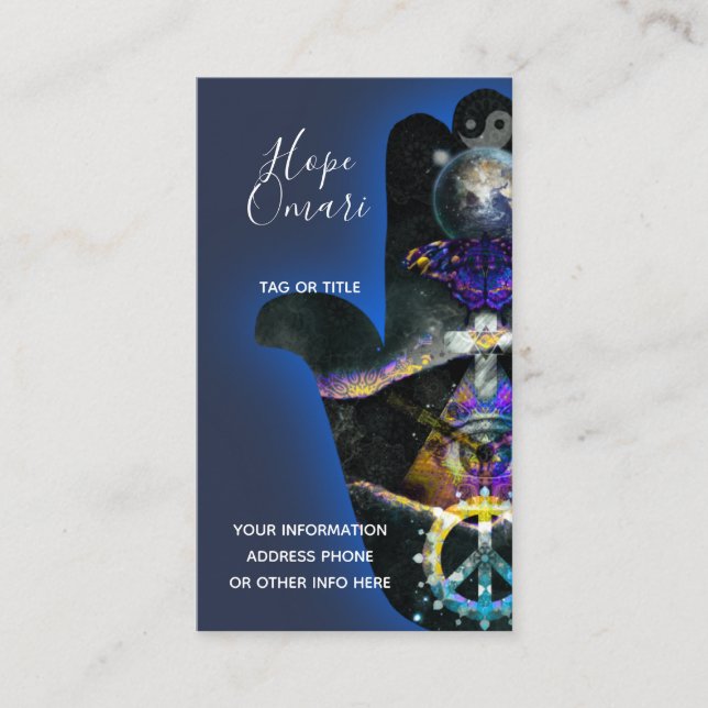 Spiritual Fatima Hand, Mystical Business Card (Front)