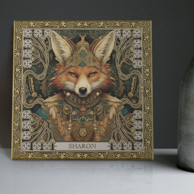 Spiritual Fox Personalised Tribal Art Altarpiece Tile (Creator Uploaded)