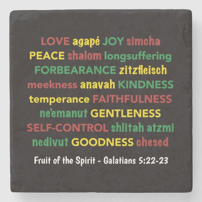 Spiritual FRUIT OF THE SPIRIT Christian Stone Coaster (Front)