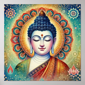 Spiritual Gautam Buddha artwork Poster