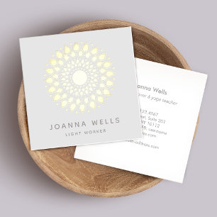 Spiritual Gold Lotus Mandala Square Business Card
