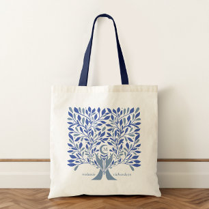 Spiritual Hands Celestial Crescent Moon Monogram Tote Bag