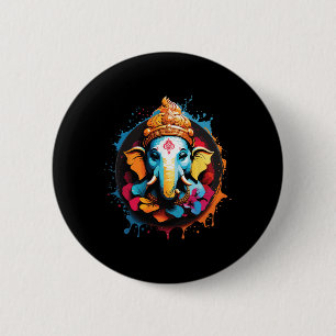 Spiritual Hindu Ganesh Retro Diwali Festival Yoga  6 Cm Round Badge