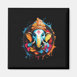 Spiritual Hindu Ganesh Retro Diwali Festival Yoga  Magnet
