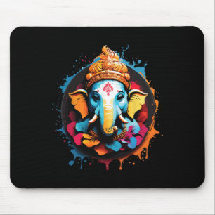 Spiritual Hindu Ganesh Retro Diwali Festival Yoga Mouse Pad