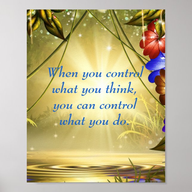 Spiritual Inspirational Quote Blue & Gold Poster (Front)