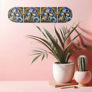 Spiritual Iris Art Nouveau Floral Motif Symmetric Skateboard