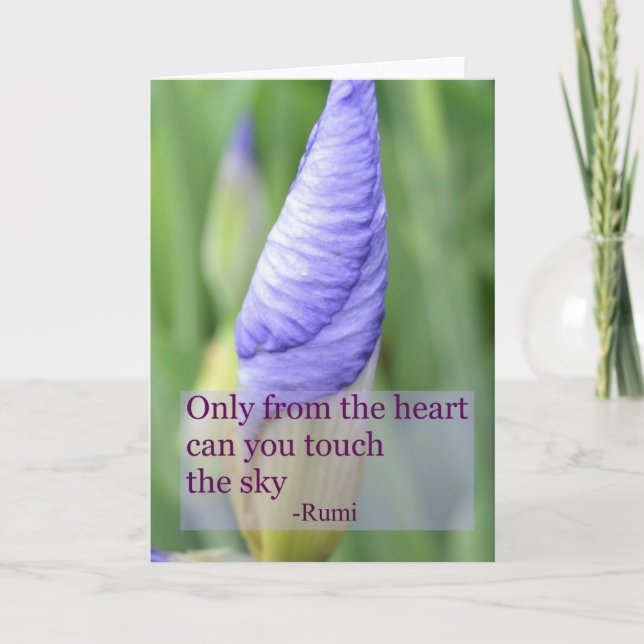 Spiritual Iris Inspirational Rumi Quote Card (Front)