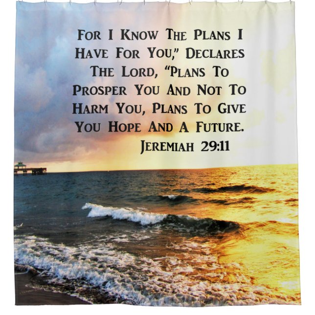 SPIRITUAL JEREMIAH 29:11 OCEAN DESIGN SHOWER CURTAIN (Front)