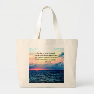 SPIRITUAL JOHN 3:16 PHOTO LARGE TOTE BAG