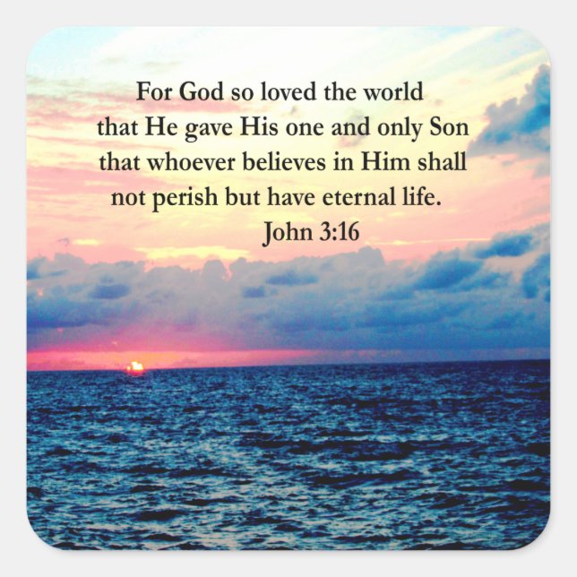 SPIRITUAL JOHN 3:16 PHOTO SQUARE STICKER (Front)