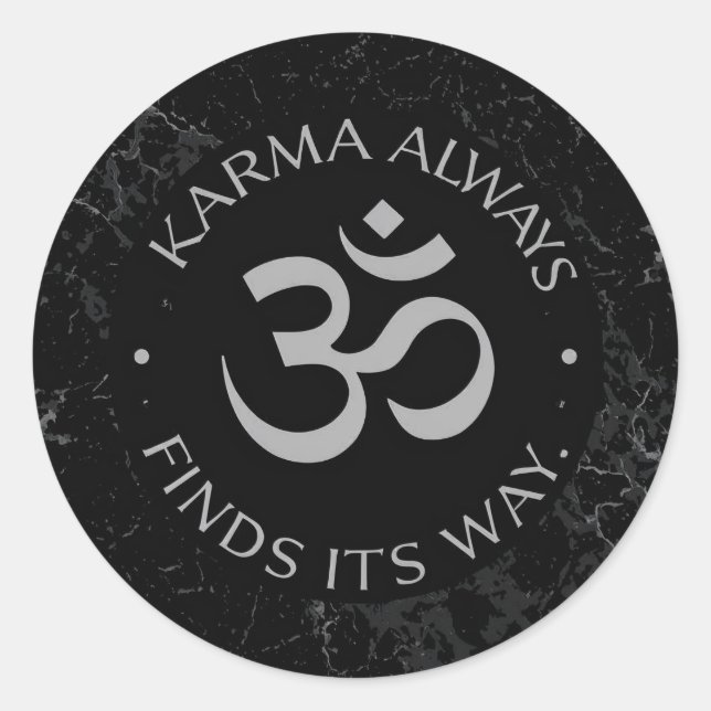 Spiritual Karma Om Design – Mindfulness Collection Classic Round Sticker (Front)
