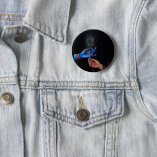 Spiritual Krishna Hand with Flute Aesthetic Pinbac 6 Cm Round Badge