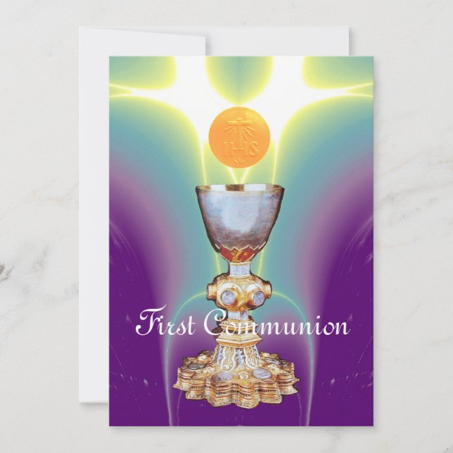 SPIRITUAL LIGHT 1st Holy Communion / Christening Invitation (Front)