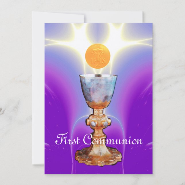 SPIRITUAL LIGHT 1st Holy Communion / Christening Invitation (Front)