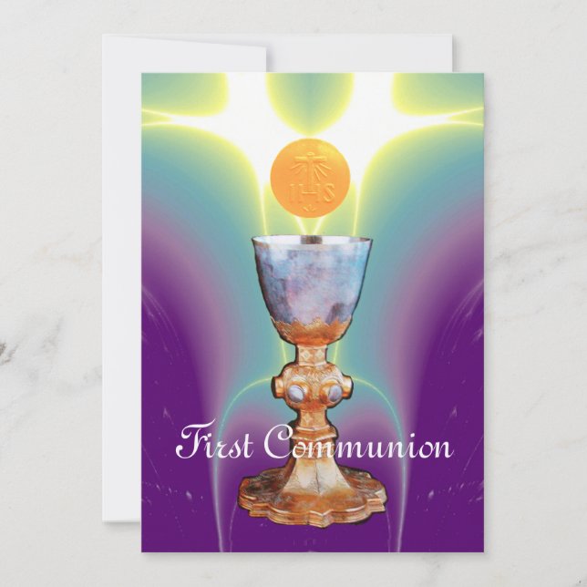 SPIRITUAL LIGHT 1st Holy Communion / Christening Invitation (Front)