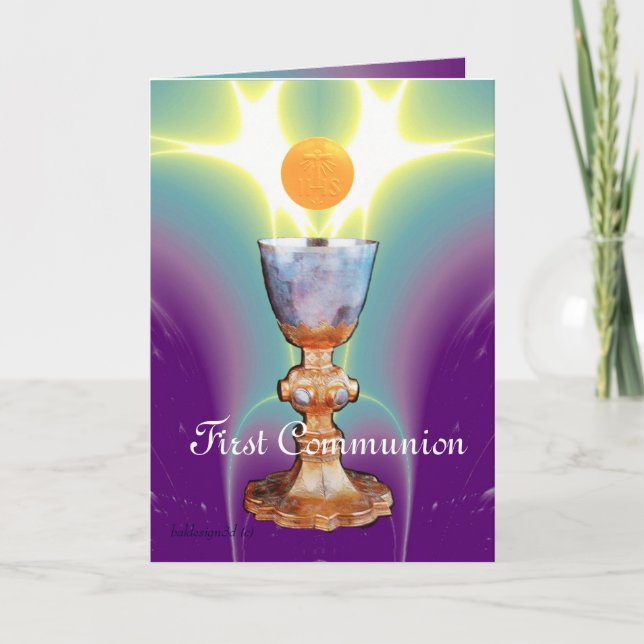 SPIRITUAL LIGHT 1st Holy Communion / Christening Thank You Card (Front)