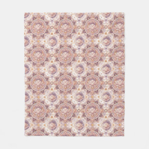 Spiritual Lotus Flower - Floral Mandala Pattern Fleece Blanket