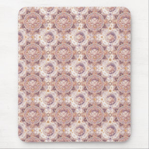 Spiritual Lotus Flower - Floral Mandala Pattern Mouse Pad